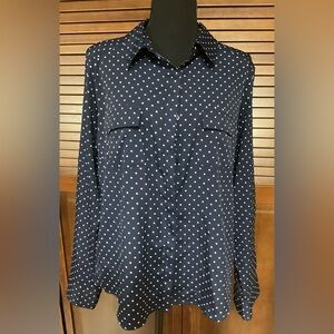 Jennifer Grace Navy polka dot blouse